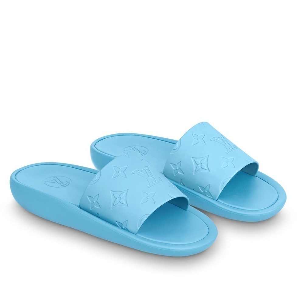 Louis Vuitton Sunbath Slides – Size 38 – Sold-Out Blue – Luxury Designer Sandals